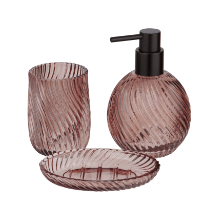 Набор для ванной комнаты Pitta 3 пр., стекло  ДОЗАТОР ДЛЯ МЫЛА, СТАКАН, МЫЛЬНИЦА  500535/8