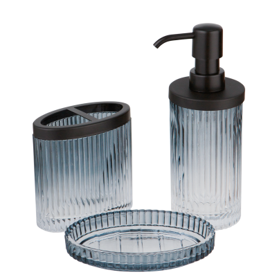 Набор для ванной комнаты Pitta 3 пр., стекло  ДОЗАТОР ДЛЯ МЫЛА, СТАКАН, МЫЛЬНИЦА  500537/8