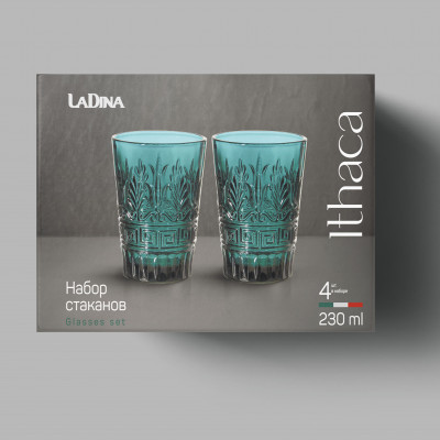 Набор стаканов Ladina "Ithaca" 4*230мл70202-8/6